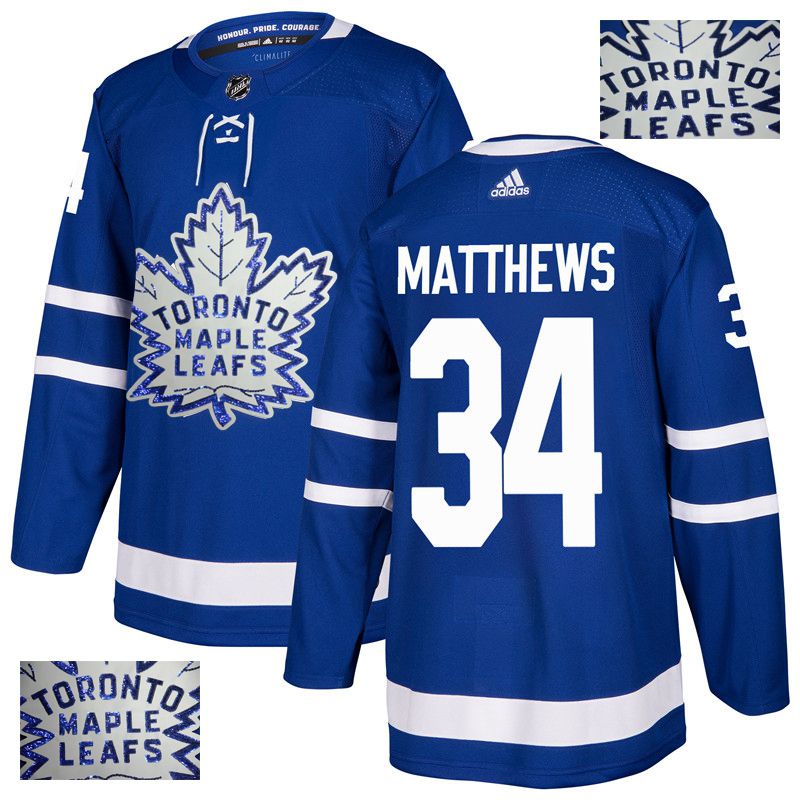 Men Toronto Maple Leafs #34 Matthews Blue Gold embroidery Adidas NHL Jerseys->toronto maple leafs->NHL Jersey
